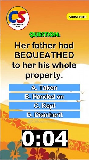 VOCABULARY Sample Question #29 | CIVIL SERVICE EXAM REVIEWER #csc #shorts #exam #entranceexam