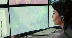 Screen, weather and woman presenter for broadcast with news, research and reporter. Discussion, ecology and professional with forecast on media report for meteorology update on climate change