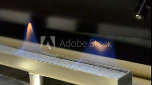 Modern bio fireplot fireplace on ethanol gas. Fireplace inside. Smart ecological alternative technologies. Contemporary biofuel on ethanol close-up. Energy saving innovation.