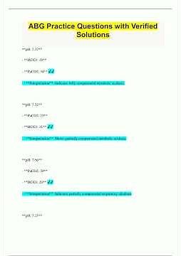 ABG Practice Questions with Verified Solutions99