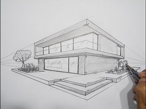 Architectural How To Draw a Modern House in 2 Point Perspective Easy #70