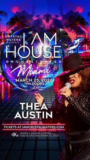 Don’t Miss THEA AUSTIN performing “RYTHM IS A DANCER” live at I AM HOUSE ORCHESTRATED in MIAMI! Miami Music Week’s must see concert is I AM HOUSE ORCHESTRATED MIAMI!! 🌴Incredible performances from Crystal Waters - Robin S - Cece Peniston -Ultra Naté - Barbara Tucker - Inaya Day - Janice Robinson - Thea Austin - Byron Stingily - Duane Harden 🎻Experience chart-topping hits like you’ve never heard them before — backed by a full ORCHESTRA that blends classic house vibes with live musical energy. �