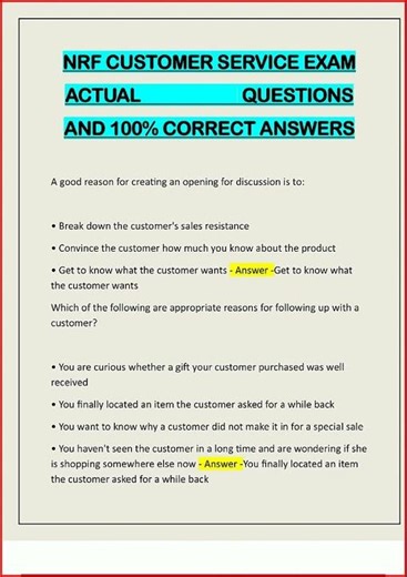 Nrf Customer Service Exam Actual Questions And 100 Correct A video