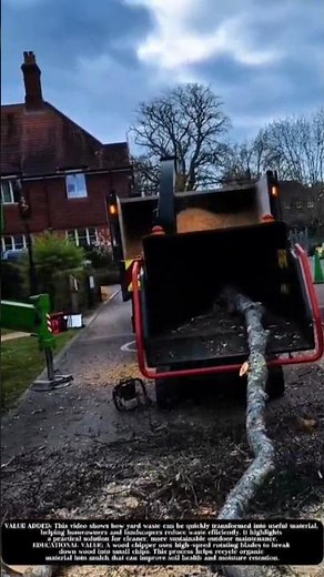 Powerful Wood Chipper Turns Tree Logs into Useful Mulch! #shorts