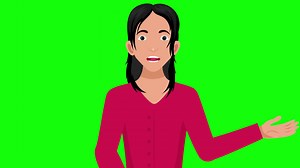 Download animated girl talking cartoon character green screen 4k for free