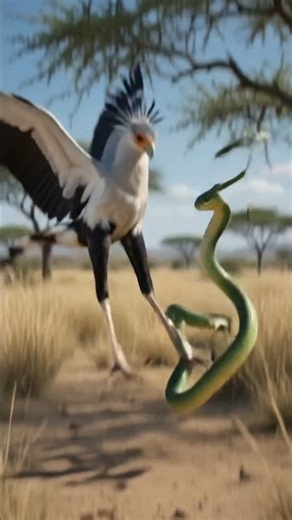 Secretary Bird vs Deadly Snake: Epic Battle in the Wild! #shorts