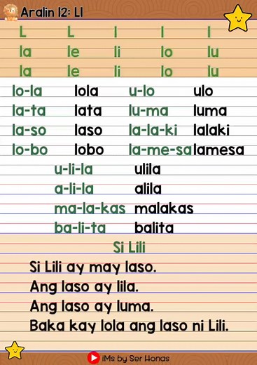 Aralin 12: Ll tsart| ARAL Reading Program Support Material