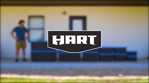 HART 50 Gallon Heavy Duty Rolling Plastic Storage Bin Container with Pull Handle, Black with Blue Lid, Set of 2