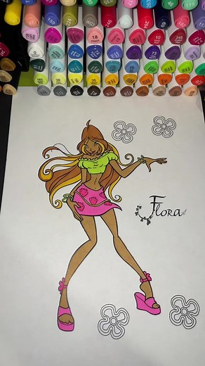 Satisfying Coloring Pages with ASMR Sounds | Flora Winx Club