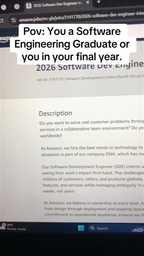 Internship plug for Software Engineering graduates or students.#fyp #softwareengineer #amazon #internship #satiktok🇿🇦