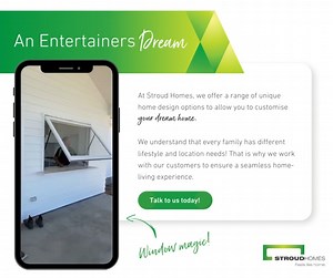 🏡✨ Unleash your unique vision with Stroud Homes' one-of-a-kind home design options! At Stroud Homes, we’re experts at integrating innovative features into your home, that work with your lifestyle and land. Built by Stroud Homes, the team have created a seamless entertaining experience, with the kitchen effortlessly opening up to the backyard through a unique window design. The custom flyscreen feature ensures homeowners can enjoy those Aussie summers without any unwelcome guests. It's the perfe