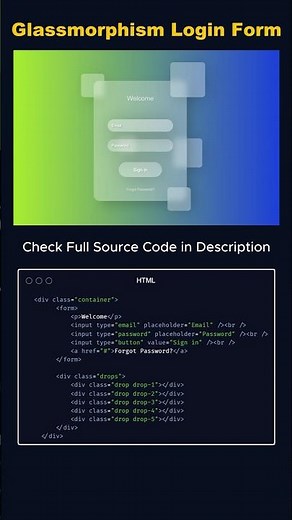 Glassmorphism Login Form 🔥 HTML CSS UI Design