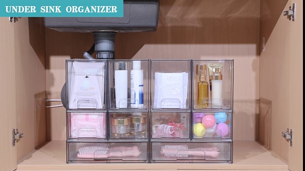 Vtopmart Stackable Storage Drawers Set of 5, Clear Plastic Organizer Bins for Baby Bottle, Beauty Supplies Storage, Ideal for Kichen Countertop, Vanity, Bathroom, Cabinet, Pantry Organization