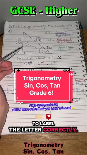 GCSE Maths | Trigonometry - Sin, Cos, Tan | Higher Tier: (Q.34) it may not be easy, but once you know what that means, you’ll get a lot of marks! #trigonometry #triangle #creatorsearchinsights