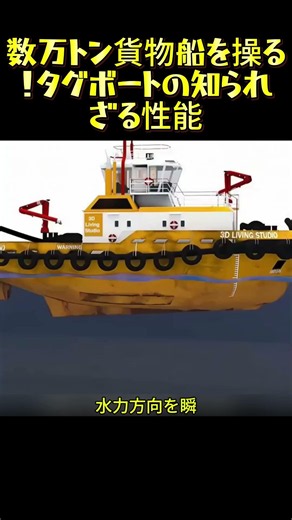 数万トン貨物船を操る！タグボートの知られざる性能#タグボート #船舶雑学 #海事知識 #貨物船 #全旋回型推進器 #曳航作業 #船の仕組み #海の機械 #港湾 #産業機械