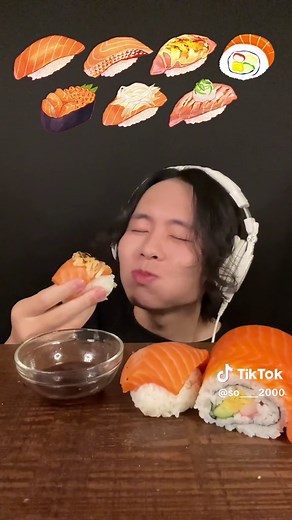 寿司のサーモン大食いASMR体験🍣