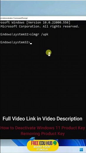 How to Deactivate Windows 11 Product Key - Removing Product Key #freeeducation #shorts