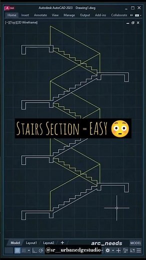 Staircase Section Drawing Made EASY 😱 | AutoCAD Trick #Shorts