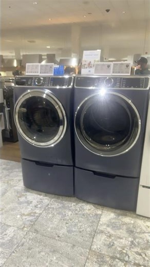 GE General Electric profile front load washer and gas dryer blue