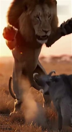 Brave Warthog Attacks Lion 😱 | Lion’s Martial Arts Escape. #shorts