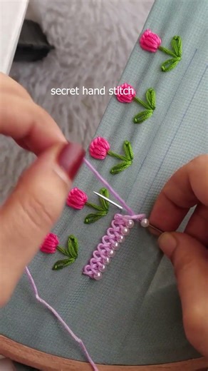 supper duper embroidery lace tutorial with viral border stitch #ytshorts #sewingpattern #art #shorts