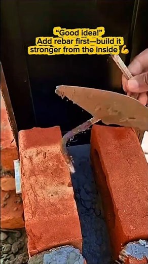 Stronger Walls! Pro Adds Rebar Cuts Before Bricklaying—Genius Move 🔩🧱🔥