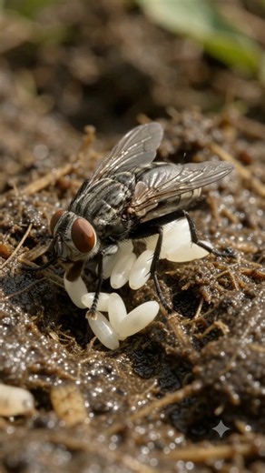 🪰 From tiny eggs to maggots, pupa, and finally an adult fly!
