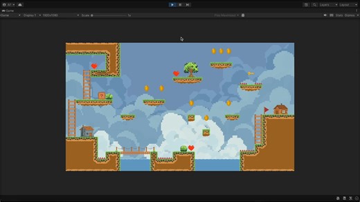 在Unity中制作一个平台跳跃（Platformer）类游戏的瓦片地图（TileMap）的过程