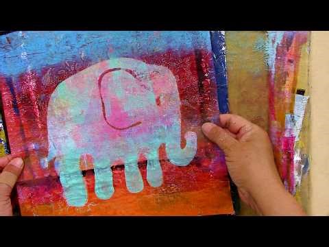 Easy Gelli Printing for Beginners: Gelli Plate Technique (with HomeMade Template) 🐘