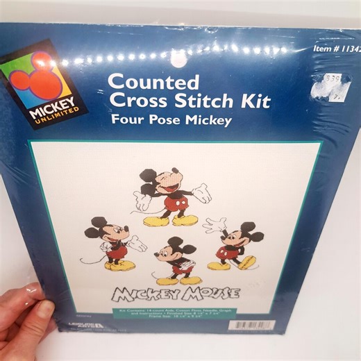 Four Pose Mickey Mouse Counted Cross Stitch Kit • Vintage Disney Needlecraft Kit •14 Count Aida Complete Kit 8 1/8" X 7 7/8" Finished Design - Etsy