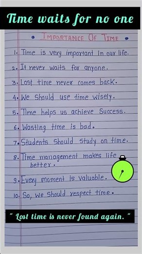 The Importance of Time //10 line on Importance of time