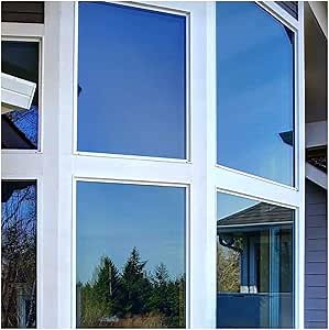 BDF PRBL Window Film Premium Color High Heat Control and Daytime Privacy Blue Outside, Silver Inside - 24in X 12ft