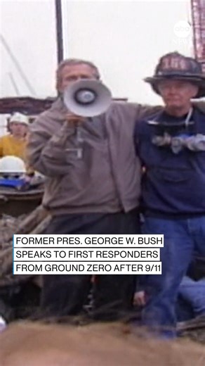 25K views · 506 reactions | Former Pres. George W. Bush spoke to first responders atop the pile at Ground Zero three days after Sept. 11, 2001. "I can hear you, the rest of the world hears you, and the people who knocked these buildings down will hear all of us soon," he said. This Wednesday marked 23 years since the attacks, during which 2,977 people lost their lives. https://abcnews.visitlink.me/jhOtA6 | ABC News | Facebook