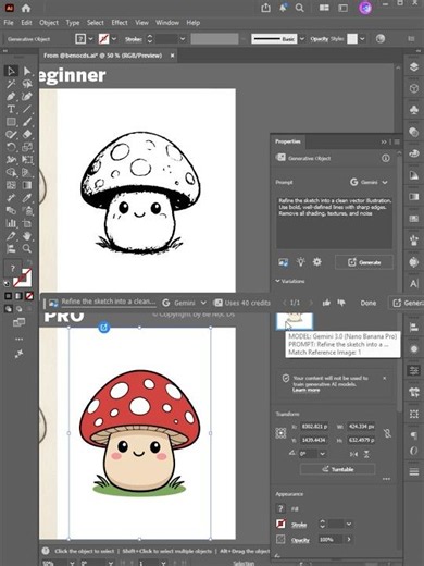 Sketch to Vector | How to Use the NEW "Concept to Vector" Tool in Illustrator #benocds