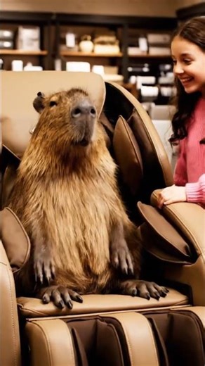 Capy Tries a Massage Chair… Instant Relax Mode😌💺