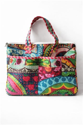 Handmade Quilted Laptop Bag | Colorful Patchwork Laptop Tote | Padded Laptop Carry Bag | Boho Fabric Office Bag | Gift for Women - Etsy