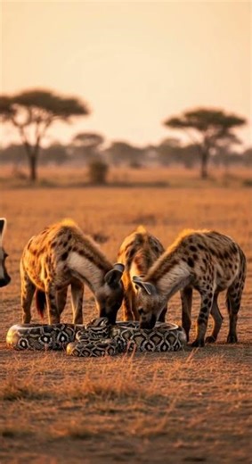 What will the hyena find inside the python’s secret lair #wildlife #nature #animalencounter