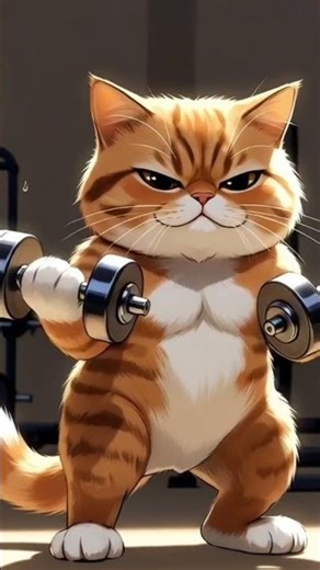 The cat uses the computer and goes to the gym #cats #meow #story #cat #ai #shorts