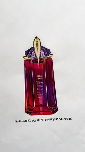Inspired by the new Alien Hypersense by @Mugler 💜 and yes it smells as fierce as the bottle looks #alienhypersense #newfragrance #perfumetok #markerillustration #ad