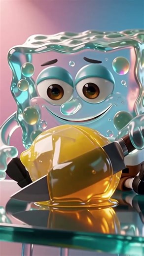 SpongeBob cutting the lemon 🍋😍 #satisfying #spongebob #asmr #lemon #cuttingasmr