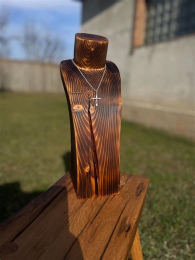 Handmade Oak Jewelry Bust — Rustic Display Stand - Etsy