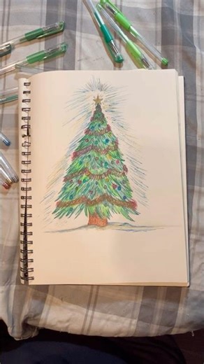 Christmas Tree (Pencil and pen Drawing)#art #artist #christmas #christmastree