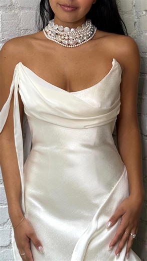 LOVELY BRIDE NYC on Instagram: "What makes one pearl necklace better? FIVE! ✨ Head over heels for these @sequinjewelry pearl necklaces that pair so perfectly with our SCARLETTE @saintbridal gown. Love what you see? Click the link in our bio to make an appointment today and check out sequin-nyc.com. Model: @rendagrella Gown: Scarlette @saintbridal Necklaces: Lucia, Emma Baroque, Remi Pearl Choker, Mabelle 3-Strand Pearl Choker, Tessa Coin Pearl Choker —— #lovelybride #lovelybridenyc #2025bride #w