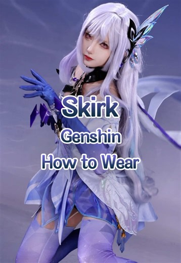 How to wear - Skirk in SR quality from Genshin Impact 💙 Her design is so stunning, we just can’t wait to see the amazing cosplayers portraying her 🤩 This costume will be available in sizes S-2XL. Find it only in DOKIDOKI ❄️ #skirk #skirkcosplay #genshinimpact #cosplay #dokidokicosplay