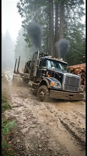 "Epic Epic Fail: Heavy-Duty Freightliner Logging Rig TRAPPED in Mud! 🌲💧 | Jaw-Dropping Rescue Attemp