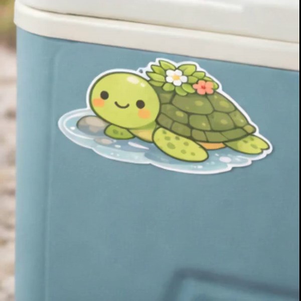 Kawaii Turtle Sticker | Pastel Seaturtle and Lagoon Ocean Animal Decal (vinyl) - Etsy