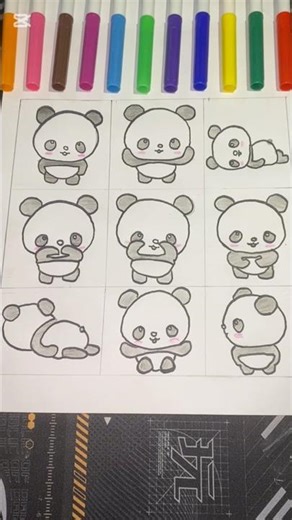 Cute Panda Expressions | Easy Kawaii Panda Drawing 🐼💖 #cartoon #animalart #drawing #pandapic