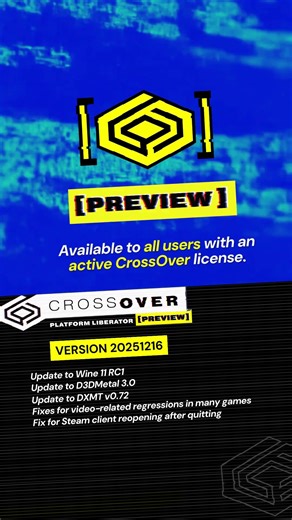 CrossOver Preview Release V.20251216