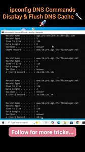 Slow internet or website loading problems? 😫 These two simple CMD commands can help you fix DNS cache issues in seconds! 🔹 ipconfig /displaydns – View all stored DNS cache 🔹 ipconfig /flushdns – Clear DNS cache to fix internet problems ✅ Useful when: ✔️ Internet not loading ✔️ DNS errors ✔️ Network troubleshooting Perfect for Computer Basics | Networking | ITI COPA | CET Exam 🎓 Follow Save & share this quick CMD trick! 👍 #ipconfig #dns #networking #windowscommand #cmdtricks #flushdns #displ