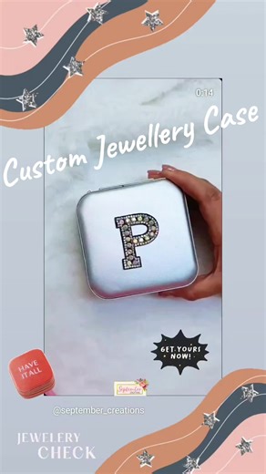 Personalized Jewelry Case. colors, sizes, font, text, design customisable! #septembercreations #handmadegifts #uaegifts #jewellerybox #jewellerycase #traveljewellerybox #smallbusinessdubai #giftsforher #bridesmaidgifts #momgifts #giftsformom #smallgift